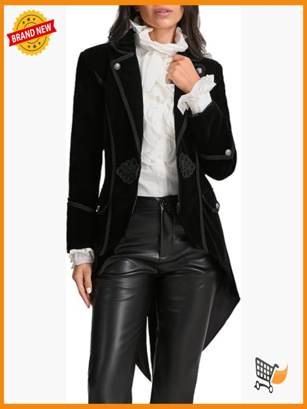 Steampunk Pirate Velvet Lapel Tailcoat Jacket Victorian Gothic Medieval Coat